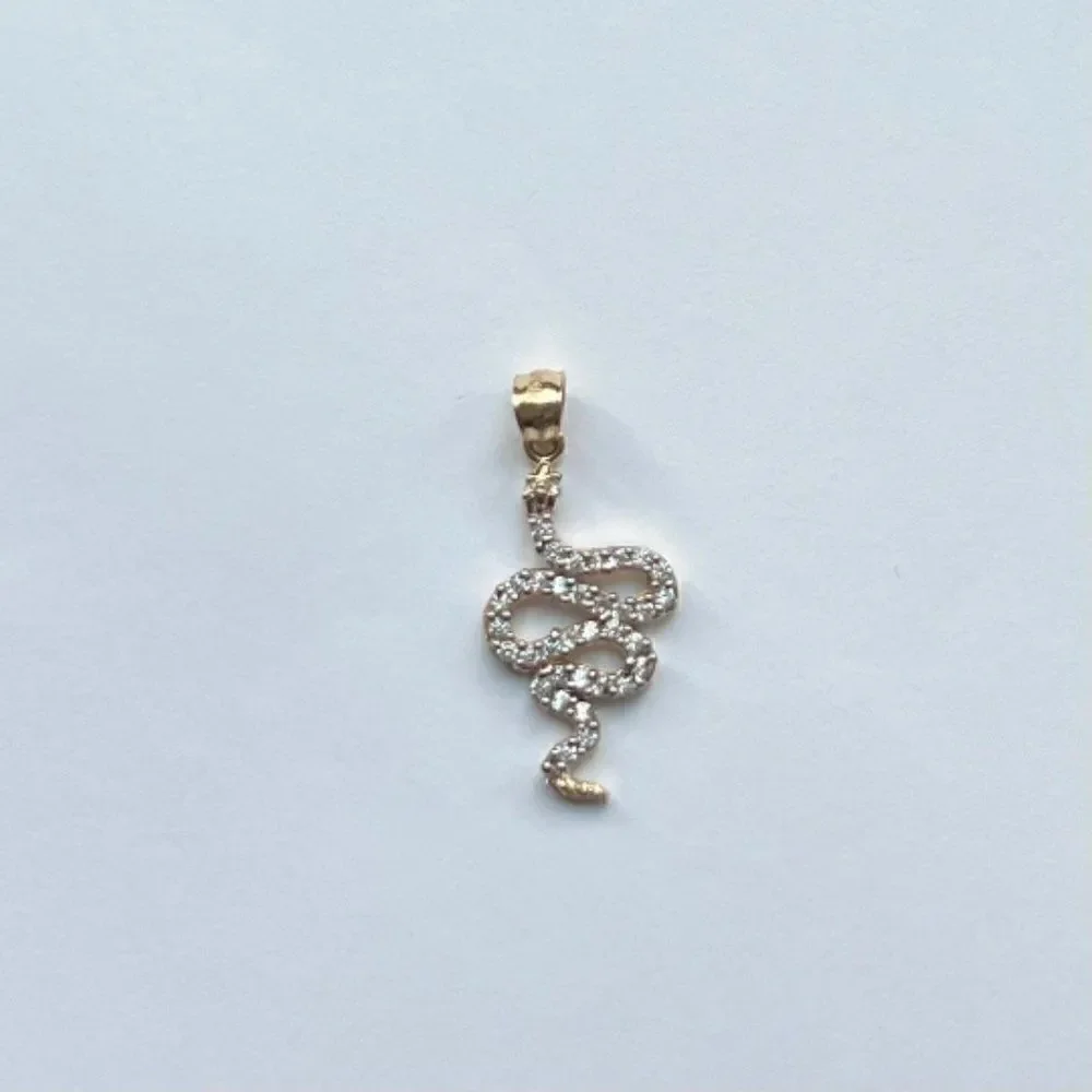14k Real Yellow Gold Snake Charm Pendant | Streetwear Snake Pendant Snak…
